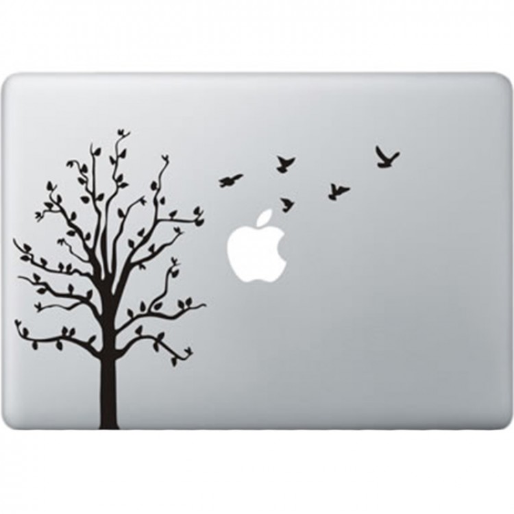 Boom met Vogels MacBook Sticker Zwarte Stickers